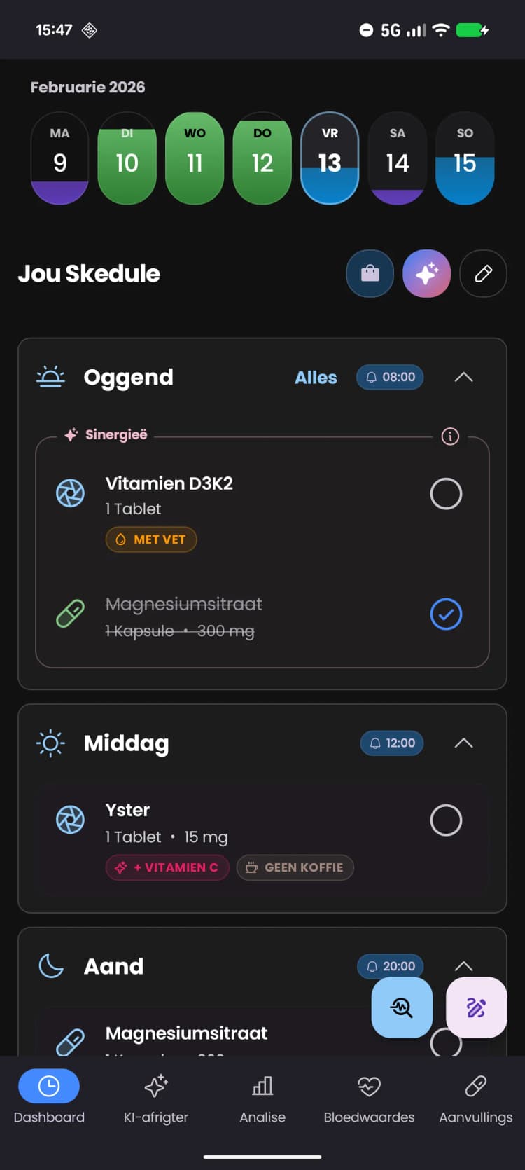 Slim skedulering, nie net alarms nie