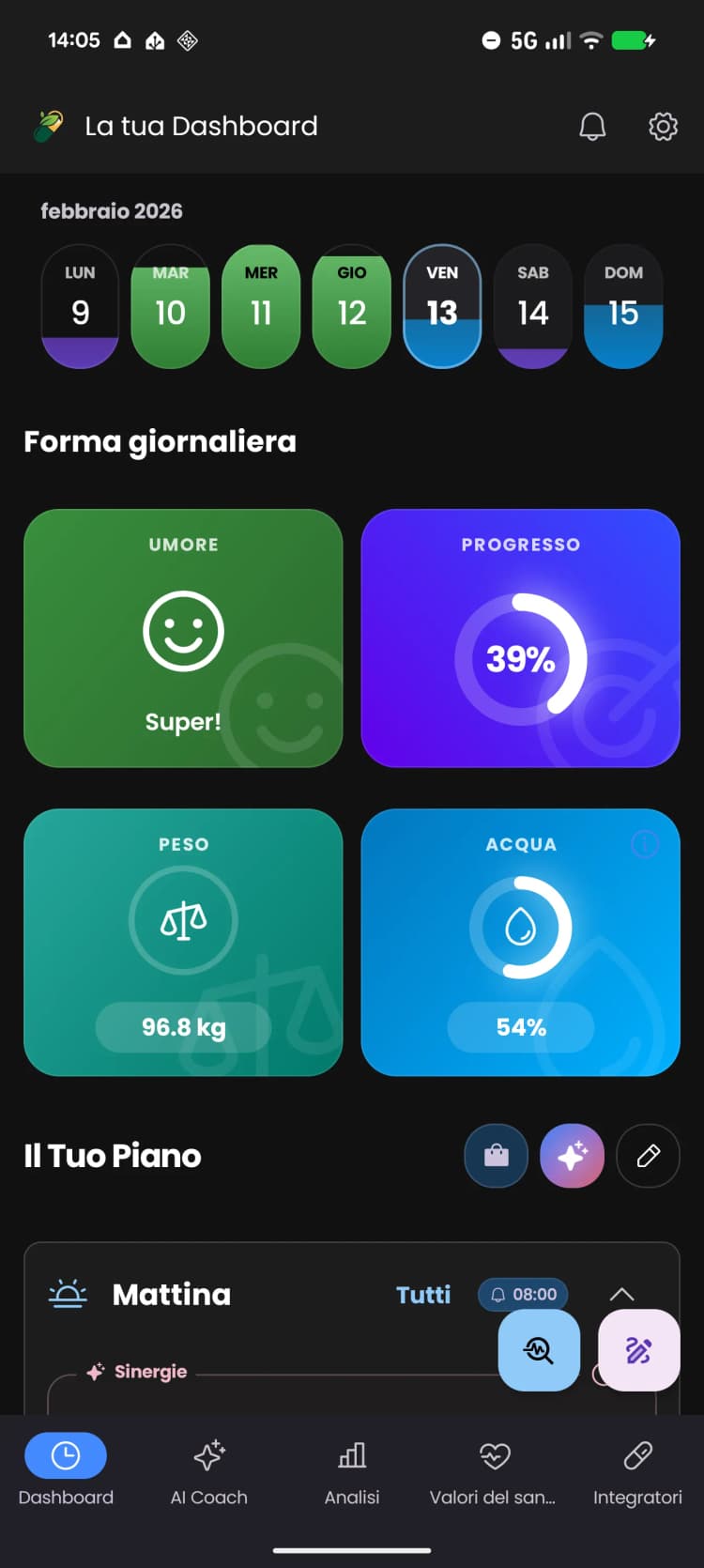 Anteprima della dashboard dell'app FitReelix Supplements