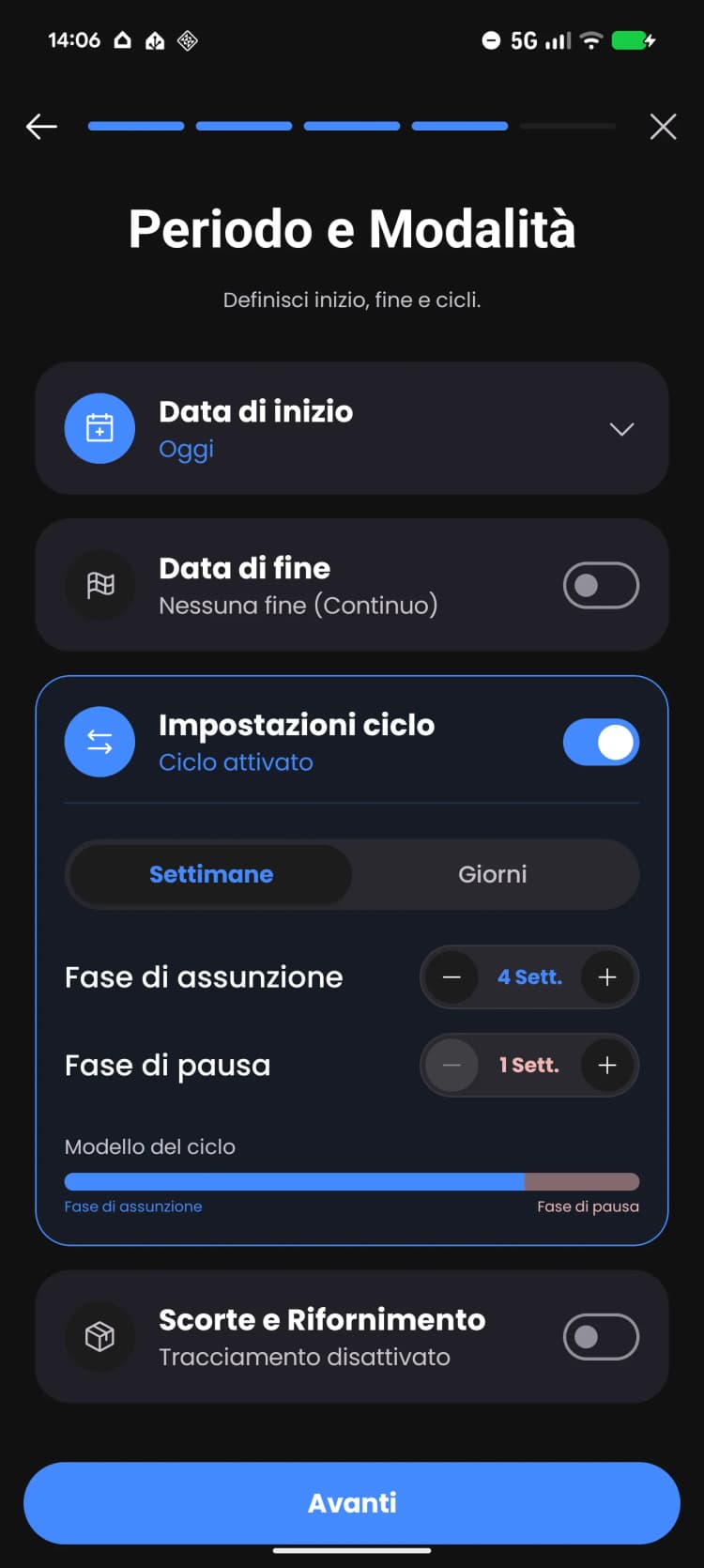 Fasi di carico e mantenimento