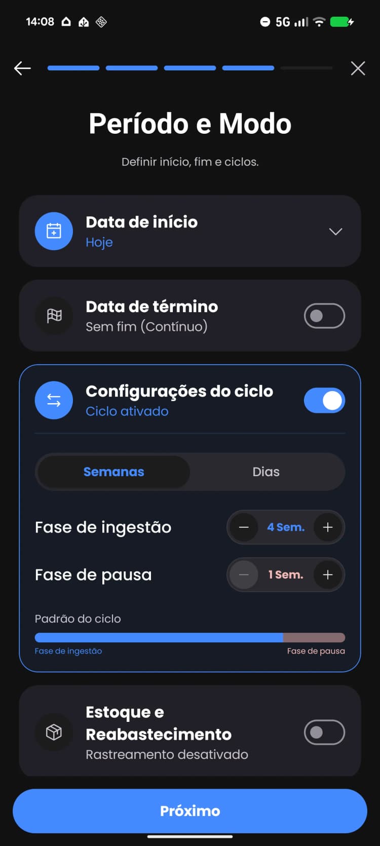 Fases de carga e manutenção