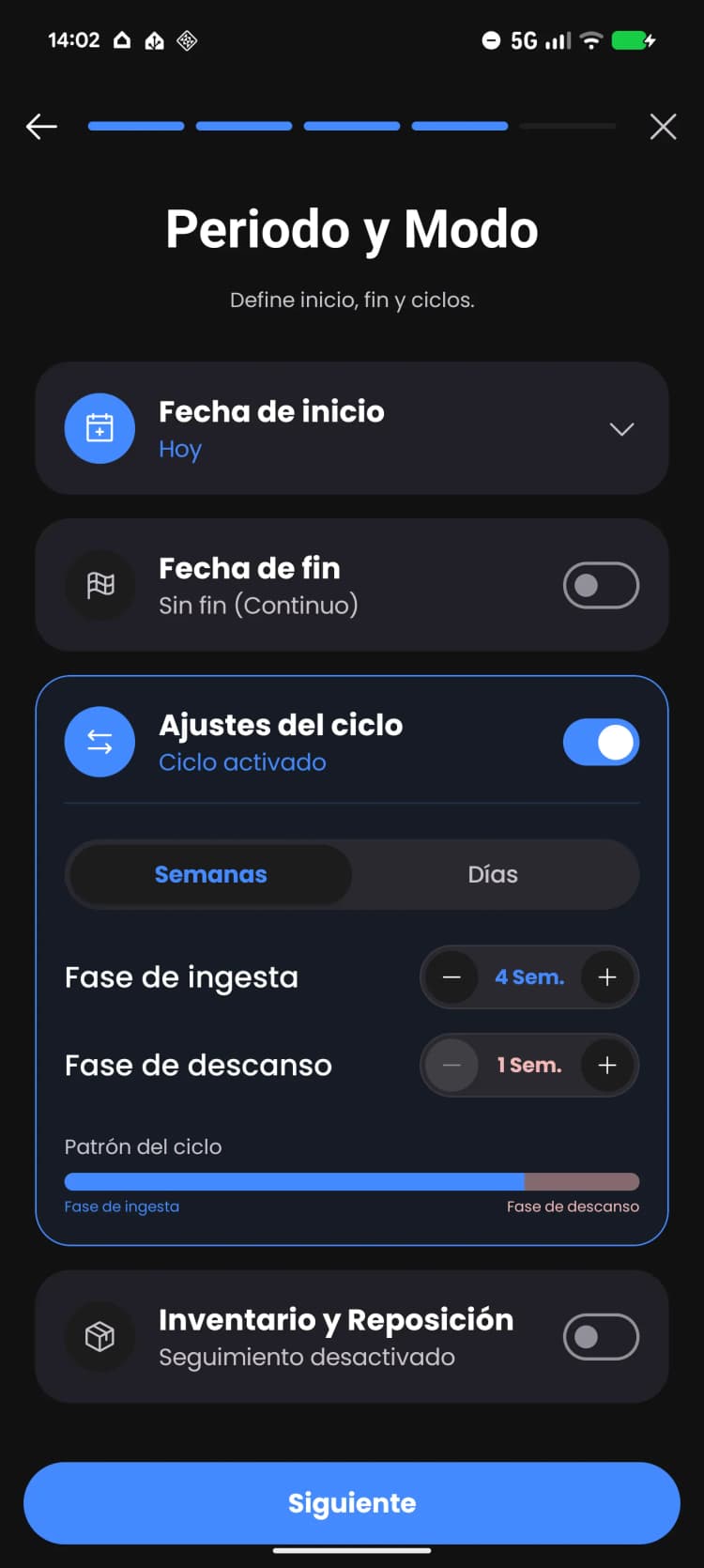 Fases de carga y mantenimiento