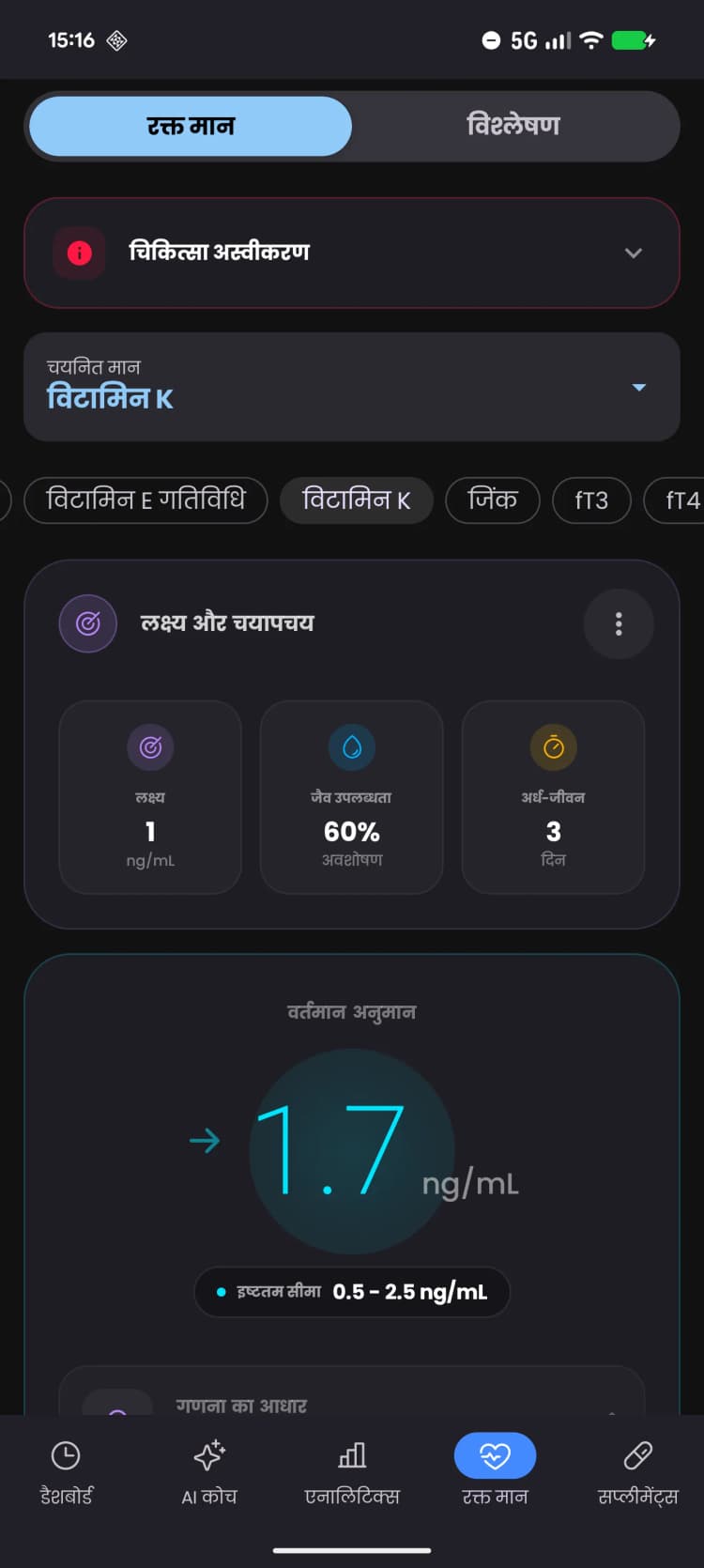 स्मार्ट रक्त परीक्षण ट्रैकर।