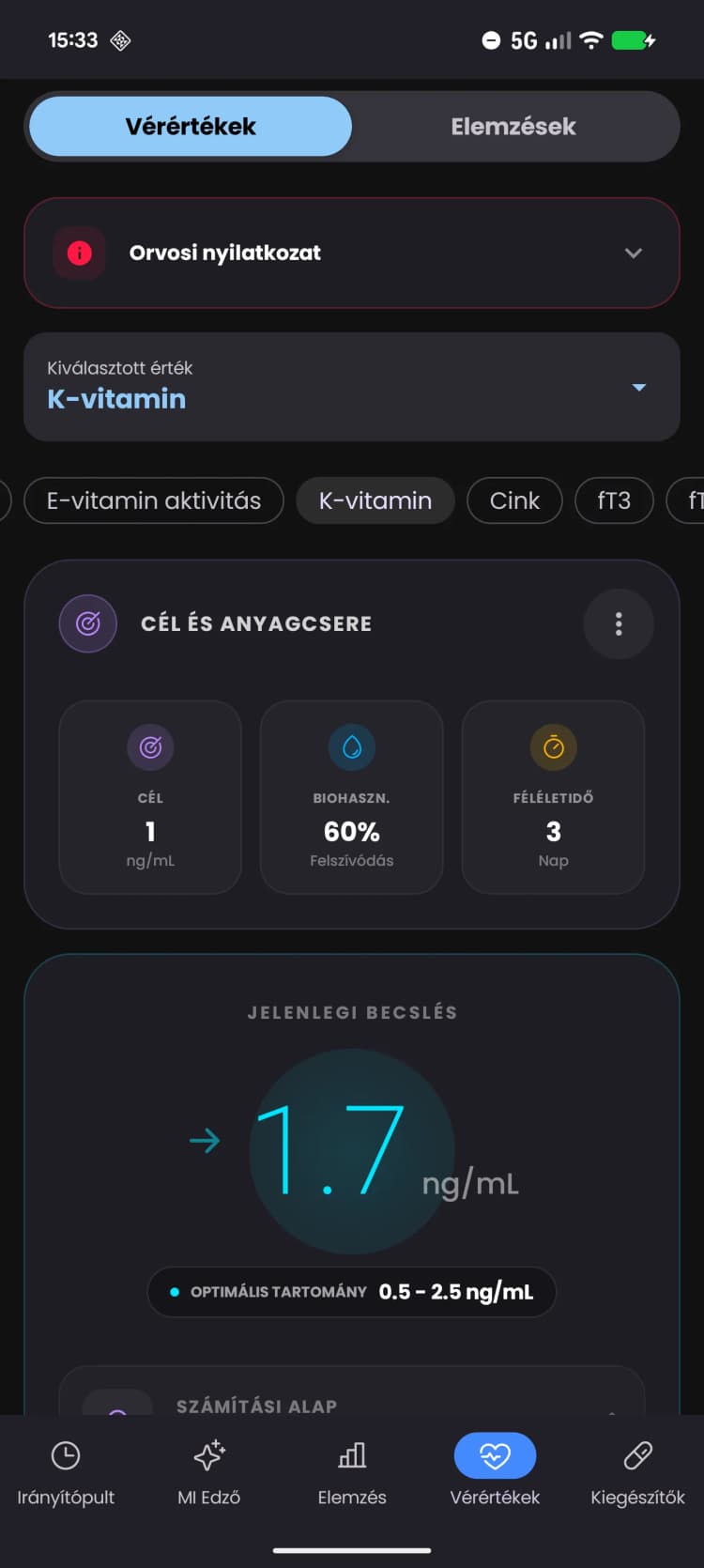 Okos Vas és Ferritin Tracker.