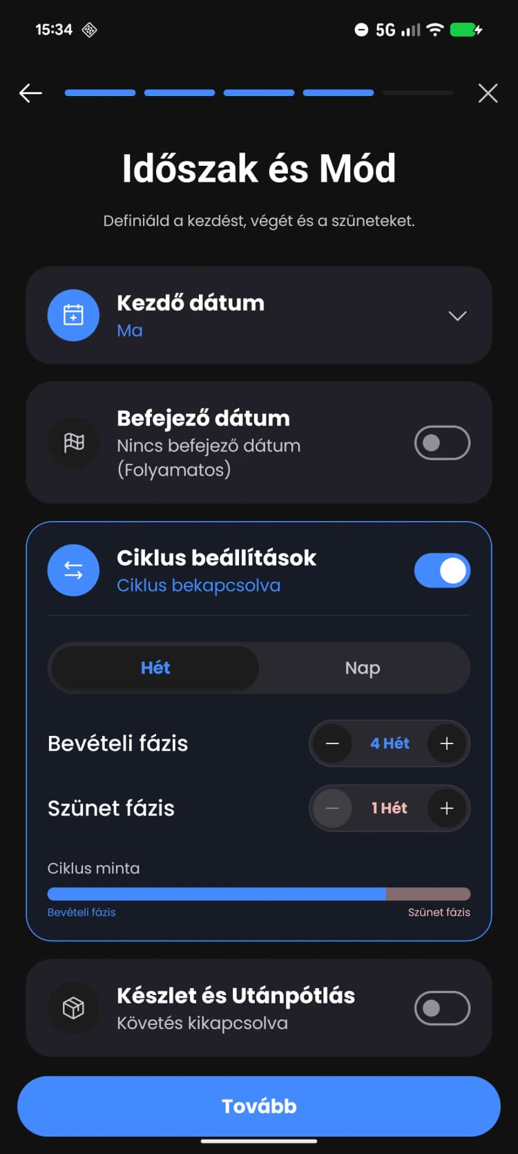 Feltöltési és fenntartási fázisok