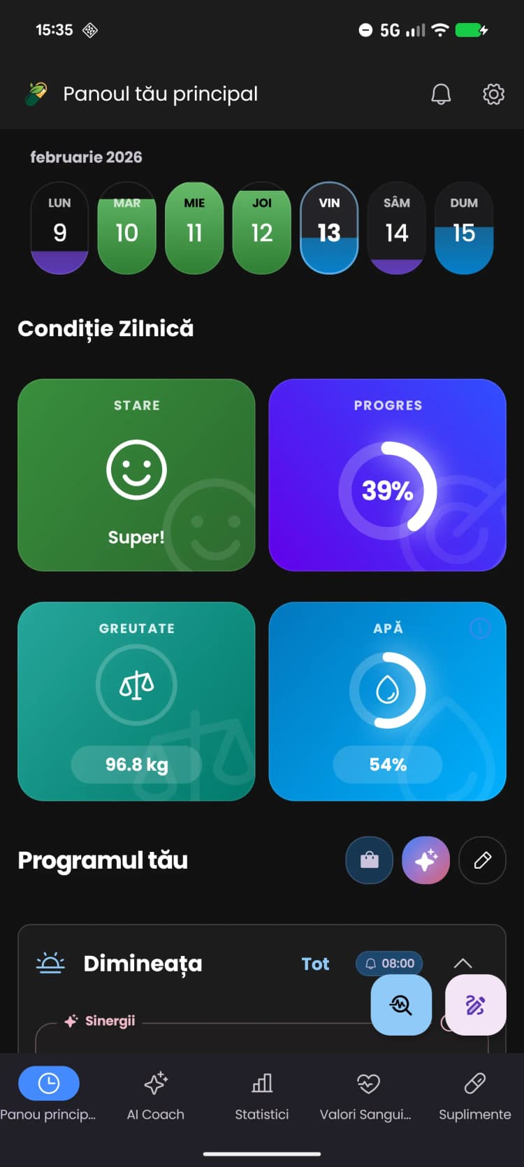 Previzualizare Panou Aplicație FitReelix Supplements