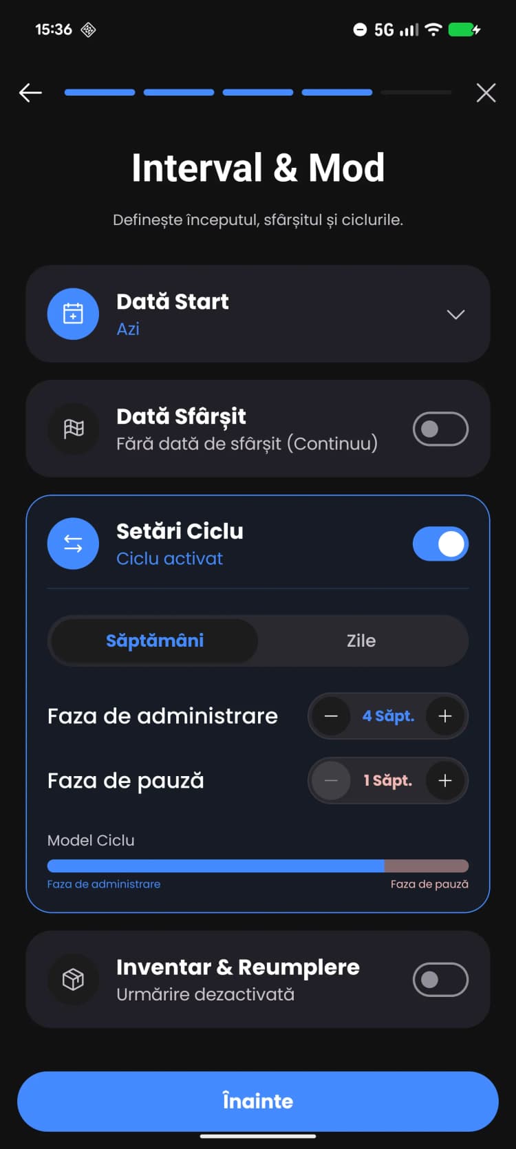 Faze de încărcare și menținere