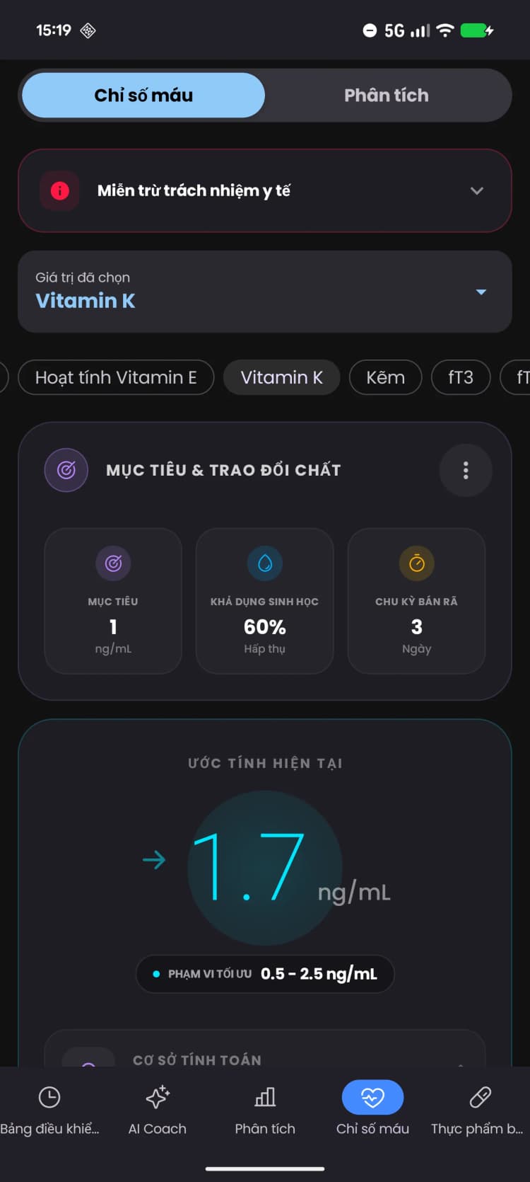 Trình Theo dõi Sắt & Ferritin Thông minh.